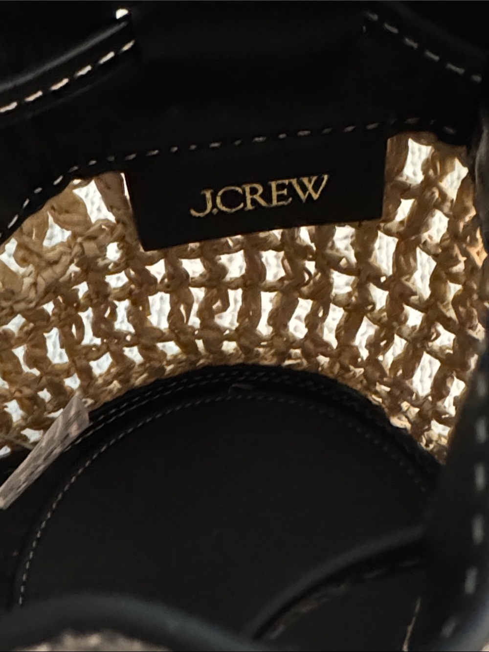 J.Crew Drawstring bag in straw and leather CR888 - Picture 8 of 10